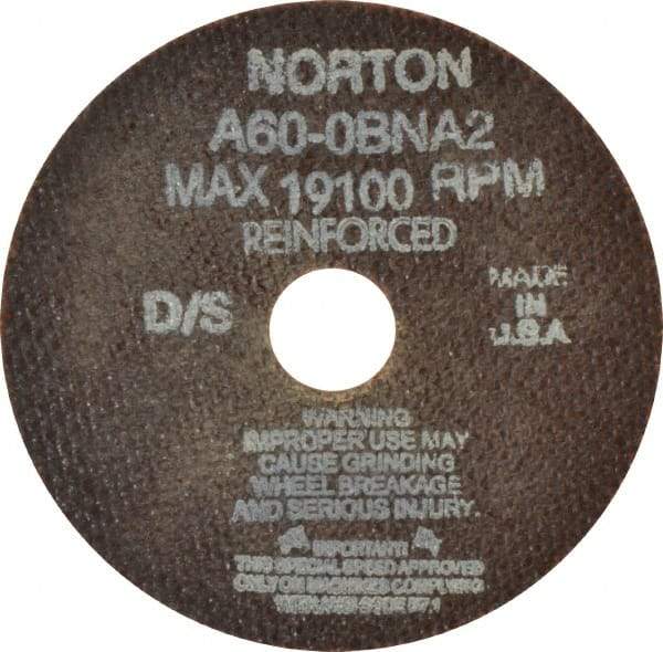 Norton - 4" 60 Grit Aluminum Oxide Cutoff Wheel - 0.035" Thick, 3/4" Arbor, 19,100 Max RPM, Use with Die Grinders - USA Tool & Supply