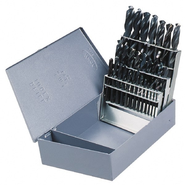 Cleveland - 135° Point, Gold Finish, Cobalt Jobber Length Drill Bit Set - USA Tool & Supply
