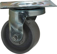 Fairbanks - 3" Diam x 1-1/4" Wide x 4" OAH Top Plate Mount Swivel Caster - Semi-Steel, 350 Lb Capacity, Roller Bearing, 3-1/8 x 4-1/8" Plate - USA Tool & Supply