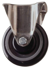 Fairbanks - 4" Diam x 1-1/2" Wide x 5-1/4" OAH Top Plate Mount Rigid Caster - Semi-Steel, 600 Lb Capacity, Roller Bearing, 3-1/4 x 6-1/4" Plate - USA Tool & Supply