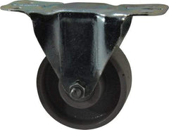Fairbanks - 3" Diam x 1-1/4" Wide x 4" OAH Top Plate Mount Rigid Caster - Semi-Steel, 350 Lb Capacity, Roller Bearing, 2-1/4 x 5-1/8" Plate - USA Tool & Supply