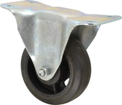 Fairbanks - 4" Diam x 1-1/2" Wide x 5-1/4" OAH Top Plate Mount Rigid Caster - Rubber, 200 Lb Capacity, Roller Bearing, 3-1/4 x 6-1/4" Plate - USA Tool & Supply