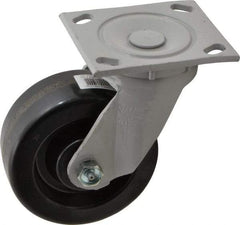 Fairbanks - 5" Diam x 2" Wide x 6-1/2" OAH Top Plate Mount Swivel Caster - Phenolic, 1,000 Lb Capacity, Roller Bearing, 4 x 4-1/2" Plate - USA Tool & Supply