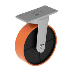 Fairbanks - 8" Diam x 2" Wide x 9-1/2" OAH Top Plate Mount Swivel Caster - Polyurethane, 1,200 Lb Capacity, Roller Bearing, 4 x 4-1/2" Plate - USA Tool & Supply