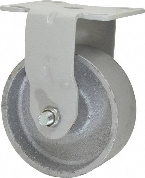 Fairbanks - 5" Diam x 2" Wide x 6-1/2" OAH Top Plate Mount Rigid Caster - Semi-Steel, 1,000 Lb Capacity, Roller Bearing, 4 x 4-1/2" Plate - USA Tool & Supply