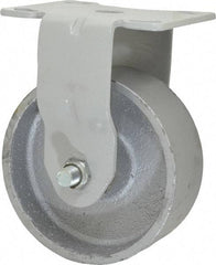 Fairbanks - 5" Diam x 2" Wide x 6-1/2" OAH Top Plate Mount Rigid Caster - Semi-Steel, 1,000 Lb Capacity, Roller Bearing, 4 x 4-1/2" Plate - USA Tool & Supply
