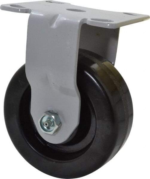 Fairbanks - 5" Diam x 2" Wide x 6-1/2" OAH Top Plate Mount Rigid Caster - Phenolic, 1,000 Lb Capacity, Roller Bearing, 4 x 4-1/2" Plate - USA Tool & Supply