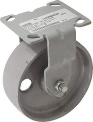 Fairbanks - 6" Diam x 2" Wide x 7-1/4" OAH Top Plate Mount Rigid Caster - Semi-Steel, 1,200 Lb Capacity, Roller Bearing, 4 x 4-1/2" Plate - USA Tool & Supply