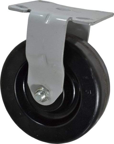 Fairbanks - 6" Diam x 2" Wide x 7-1/4" OAH Top Plate Mount Rigid Caster - Phenolic, 1,200 Lb Capacity, Roller Bearing, 4 x 4-1/2" Plate - USA Tool & Supply