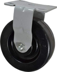 Fairbanks - 6" Diam x 2" Wide x 7-1/4" OAH Top Plate Mount Rigid Caster - Phenolic, 1,200 Lb Capacity, Roller Bearing, 4 x 4-1/2" Plate - USA Tool & Supply