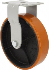Fairbanks - 8" Diam x 2" Wide x 9-1/2" OAH Top Plate Mount Rigid Caster - Polyurethane, 1,200 Lb Capacity, Roller Bearing, 4 x 4-1/2" Plate - USA Tool & Supply