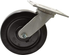 Fairbanks - 8" Diam x 2" Wide x 9-1/2" OAH Top Plate Mount Swivel Caster - Phenolic, 1,200 Lb Capacity, Roller Bearing, 4-1/2 x 6-1/4" Plate - USA Tool & Supply