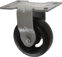 Fairbanks - 5" Diam x 2" Wide x 6-1/2" OAH Top Plate Mount Rigid Caster - Rubber, 350 Lb Capacity, Roller Bearing, 4-1/2 x 6-1/4" Plate - USA Tool & Supply