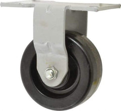 Fairbanks - 5" Diam x 2" Wide x 6-1/2" OAH Top Plate Mount Rigid Caster - Phenolic, 1,000 Lb Capacity, Roller Bearing, 4-1/2 x 6-1/4" Plate - USA Tool & Supply