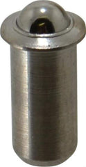 Vlier - 0.394" Body Length x 3/16" Body Diam, 1 Lb Init to 2.5 Lb Final End Force, Stainless Steel Press Fit Ball Plunger - 5/32" Ball Diam, 0.058" Max Ball Reach, 0.04" Flange Thickness - USA Tool & Supply