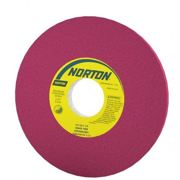 Norton - 7" Diam x 1-1/4" Hole x 1/2" Thick, J Hardness, 46 Grit Surface Grinding Wheel - Aluminum Oxide, Type 1, Coarse Grade, 3,600 Max RPM, Vitrified Bond, No Recess - USA Tool & Supply