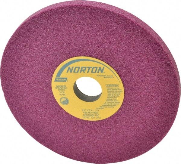 Norton - 8" Diam x 1-1/4" Hole x 1/2" Thick, H Hardness, 46 Grit Surface Grinding Wheel - Aluminum Oxide, Type 1, Coarse Grade, 3,600 Max RPM, Vitrified Bond, No Recess - USA Tool & Supply
