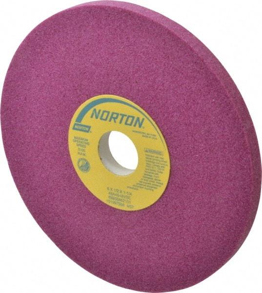 Norton - 8" Diam x 1-1/4" Hole x 1/2" Thick, I Hardness, 46 Grit Surface Grinding Wheel - Aluminum Oxide, Type 1, Coarse Grade, 3,105 Max RPM, Vitrified Bond, No Recess - USA Tool & Supply