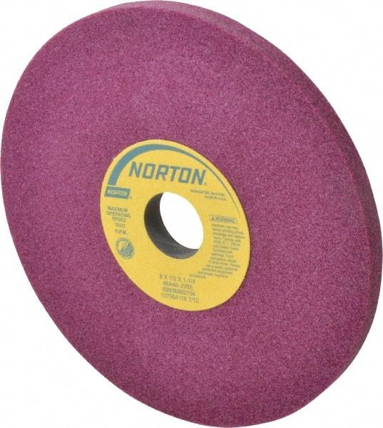 Norton - 8" Diam x 1-1/4" Hole x 1/2" Thick, J Hardness, 46 Grit Surface Grinding Wheel - Aluminum Oxide, Type 1, Coarse Grade, 3,600 Max RPM, Vitrified Bond, No Recess - USA Tool & Supply