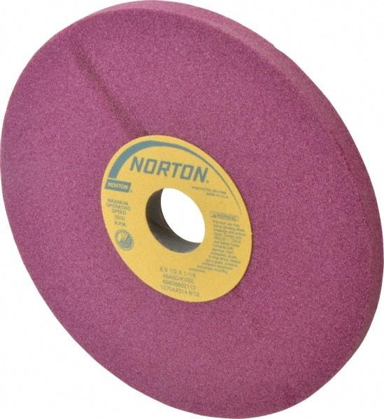 Norton - 8" Diam x 1-1/4" Hole x 1/2" Thick, K Hardness, 60 Grit Surface Grinding Wheel - Aluminum Oxide, Type 1, Medium Grade, 3,600 Max RPM, Vitrified Bond, No Recess - USA Tool & Supply