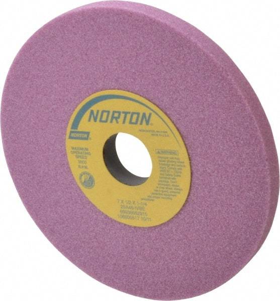 Norton - 7" Diam x 1-1/4" Hole x 1/2" Thick, I Hardness, 46 Grit Surface Grinding Wheel - Aluminum Oxide, Type 1, Coarse Grade, 3,600 Max RPM, Vitrified Bond, No Recess - USA Tool & Supply
