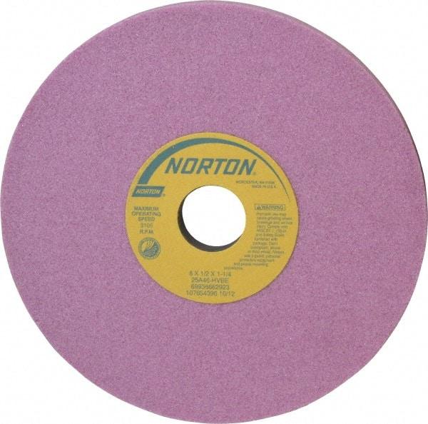 Norton - 8" Diam x 1-1/4" Hole x 1/2" Thick, H Hardness, 46 Grit Surface Grinding Wheel - Aluminum Oxide, Type 1, Coarse Grade, 3,105 Max RPM, Vitrified Bond, No Recess - USA Tool & Supply