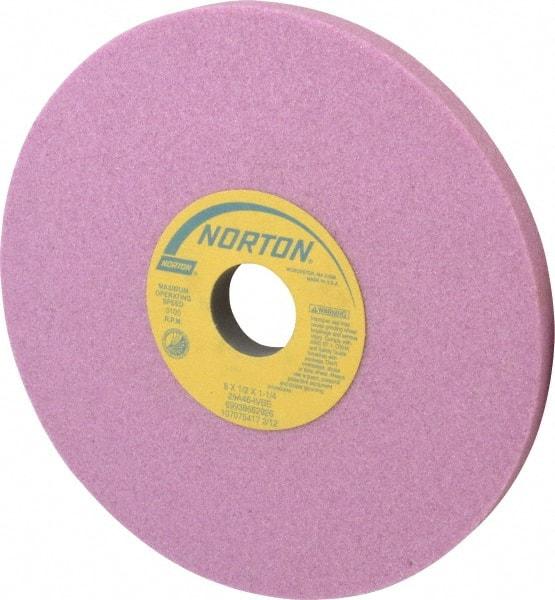 Norton - 8" Diam x 1-1/4" Hole x 1/2" Thick, I Hardness, 46 Grit Surface Grinding Wheel - Aluminum Oxide, Type 1, Coarse Grade, 3,105 Max RPM, Vitrified Bond, No Recess - USA Tool & Supply
