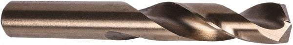 Precision Twist Drill - 0.316" 135° Spiral Flute Cobalt Screw Machine Drill Bit - Oxide/Gold Finish, Right Hand Cut, 1-11/16" Flute Length, 2-15/16" OAL, Split Point, Straight Shank - USA Tool & Supply