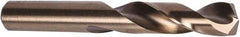 Precision Twist Drill - 0.316" 135° Spiral Flute Cobalt Screw Machine Drill Bit - Oxide/Gold Finish, Right Hand Cut, 1-11/16" Flute Length, 2-15/16" OAL, Split Point, Straight Shank - USA Tool & Supply