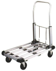 Value Collection - 350 Lb Capacity Aluminum Platform Truck - Aluminum Deck, 16" OAW, Hard Rubber Casters - USA Tool & Supply