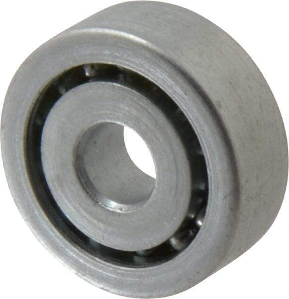 Value Collection - 5/16" Bore Diam, 1-1/16" OD, Open Unground Full Complement Radial Ball Bearing - 3/8" Wide, 1 Row, Round Bore, 484 Lb Dynamic Capacity - USA Tool & Supply