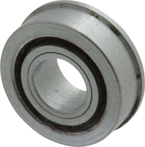 Value Collection - 1/2" Bore Diam, 1-3/16" OD, Open Unground Full Complement Radial Ball Bearing - With Flange, 1 Row, Round Bore, 533 Lb Dynamic Capacity - USA Tool & Supply