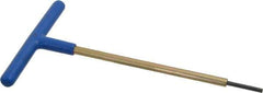 Made in USA - 3mm Hex, T-Handle, Hex Key - 6" OAL, Chromalloy Steel, Metric System of Measurement - USA Tool & Supply