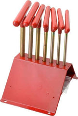 Made in USA - 7 Piece T-Handle Hex Key Set - Hex Range 7/64 to 1/4", 7" OAL, Chromalloy Steel - USA Tool & Supply