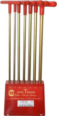 Made in USA - 7 Piece T-Handle Hex Key Set - Hex Range 7/64 to 1/4", 13" OAL, Chromalloy Steel - USA Tool & Supply