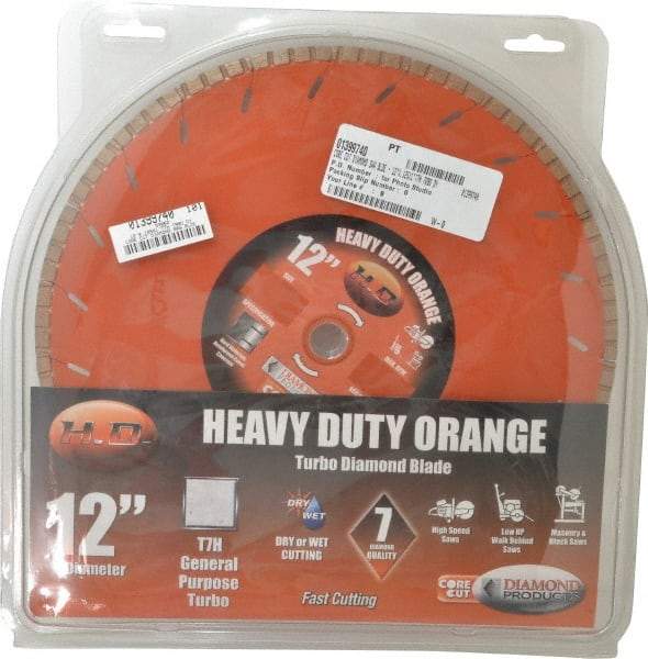 Core Cut - 12" Diam, 20mm Arbor Hole Diam, Wet & Dry Cut Saw Blade - Diamond-Tipped, Standard Round Arbor - USA Tool & Supply