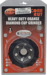 Core Cut - 4" Diam, 7/8" Hole Size, 3/16" Overall Thickness, Spiral Cup Tool & Cutter Grinding Wheel - Diamond, 15,000 RPM - USA Tool & Supply