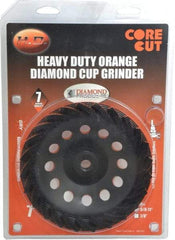 Core Cut - 7" Diam, 3/16" Overall Thickness, Spiral Cup Tool & Cutter Grinding Wheel - Diamond, 8,725 RPM - USA Tool & Supply