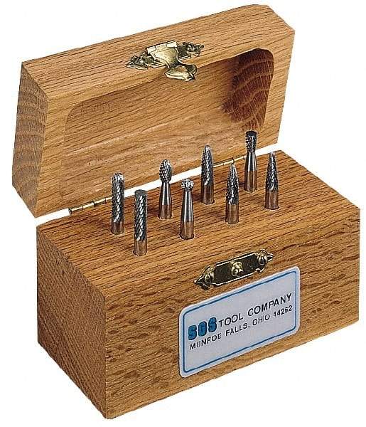 SGS Pro - 8 Piece, 3/16" Shank Burr Set - Tungsten Carbide - USA Tool & Supply