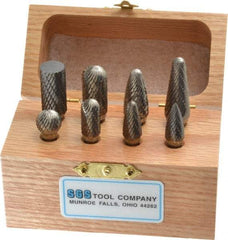 SGS Pro - 8 Piece, 1/4" Shank Burr Set - Tungsten Carbide - USA Tool & Supply