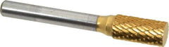 SGS Pro - 3/8" Cut Diam, 1/4" Shank Diam, Cylinder Head Double Cut Burr - Carbide, Flat End, 3/4" LOC, 2-1/2" OAL - USA Tool & Supply