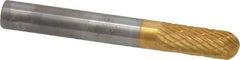 SGS Pro - 1/4" Cut Diam, 1/4" Shank Diam, Cylinder with Radius Head Double Cut Burr - Carbide, Radius End, 5/8" LOC, 2" OAL - USA Tool & Supply