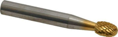 SGS Pro - 1/4" Cut Diam, 1/4" Shank Diam, Oval Head Double Cut Burr - Carbide, Radius End, 3/8" LOC, 2" OAL - USA Tool & Supply