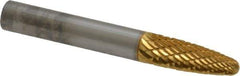 SGS Pro - 1/4" Cut Diam, 1/4" Shank Diam, Tree with Radius Head Double Cut Burr - Carbide, Radius End, 5/8" LOC, 2" OAL - USA Tool & Supply