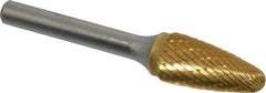 SGS Pro - 1/2" Cut Diam, 1/4" Shank Diam, Tree with Radius Head Double Cut Burr - Carbide, Radius End, 1" LOC, 2-3/4" OAL - USA Tool & Supply