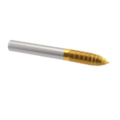 SGS Pro - 1/4" Cut Diam, 1/4" Shank Diam, Tree Head Double Cut Burr - Carbide, Point End, 5/8" LOC, 2" OAL - USA Tool & Supply