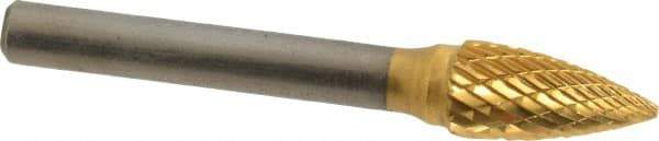 SGS Pro - 3/8" Cut Diam, 1/4" Shank Diam, Tree Head Double Cut Burr - Carbide, Point End, 3/4" LOC, 2-1/2" OAL - USA Tool & Supply
