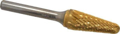 SGS Pro - 1/2" Cut Diam, 1/4" Shank Diam, Taper Head Double Cut Burr - Carbide, Radius End, 1-1/8" LOC, 2-7/8" OAL - USA Tool & Supply