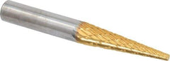 SGS Pro - 1/4" Cut Diam, 1/4" Shank Diam, Cone Head Double Cut Burr - Carbide, Point End, 1" LOC, 2" OAL - USA Tool & Supply
