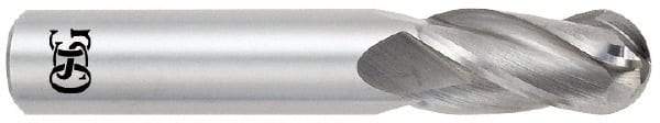 OSG - 7/16" Diam, 1" LOC, 4 Flute Solid Carbide Ball End Mill - TiAlN Finish, Single End, 2-3/4" OAL, 7/16" Shank Diam, Spiral Flute - USA Tool & Supply
